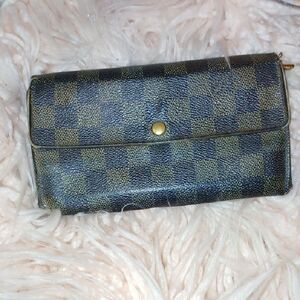 🌞 Louis Vuitton Damier Brown and Black Wallet  Classic Checkered Full Wallet